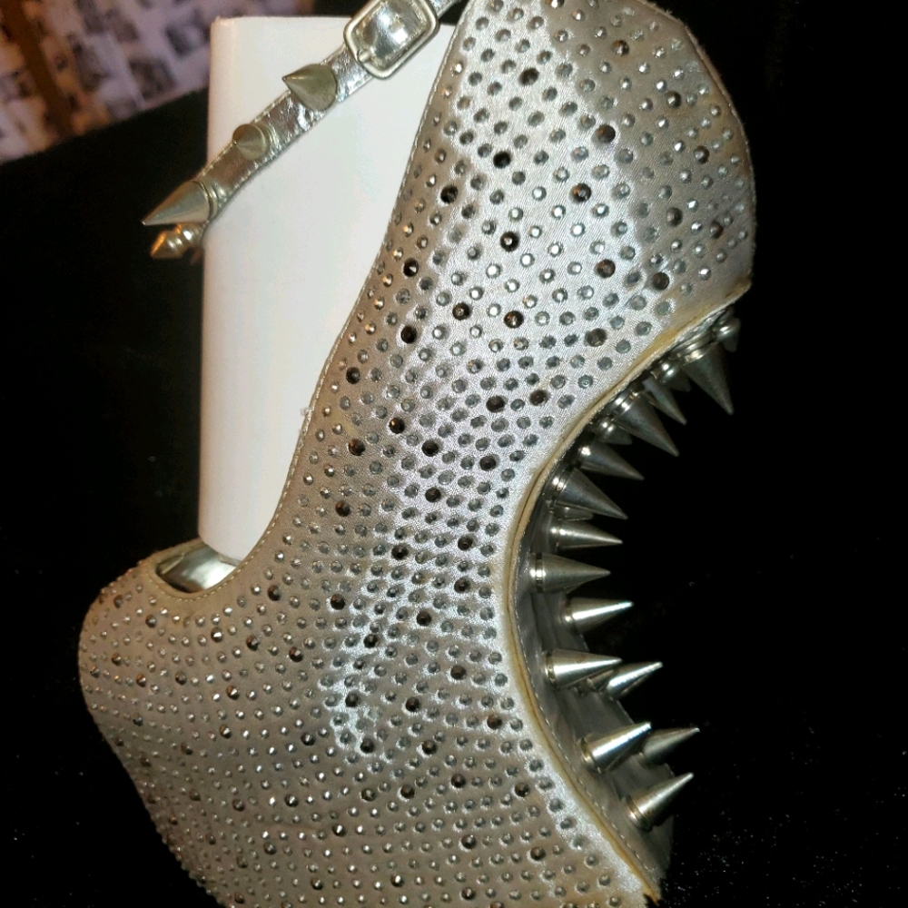 Spike open toe heels